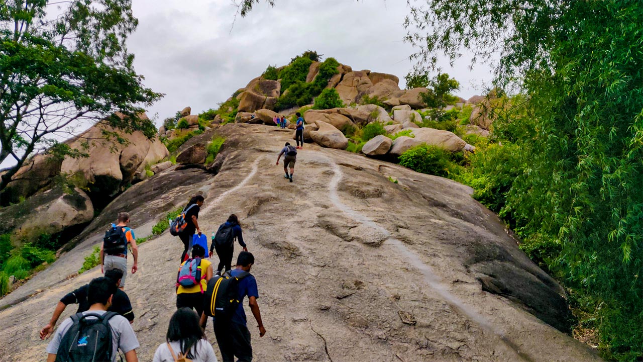 Trekkers conquering the trails of Kunti Betta