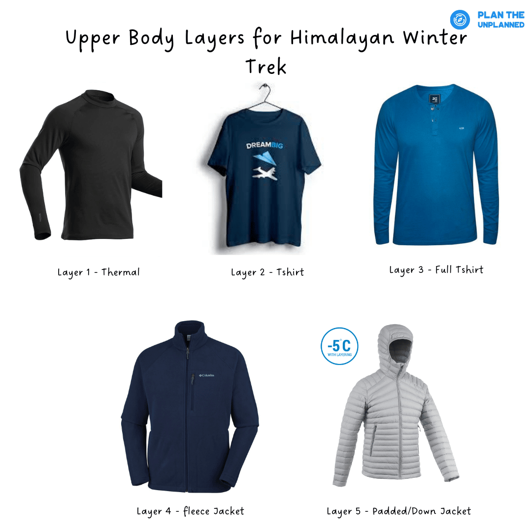 Upper Body Layers For winter himalayan Trek